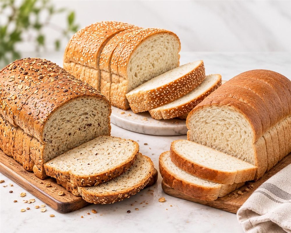 Illustrative selection of white, sesame and seeded loaves