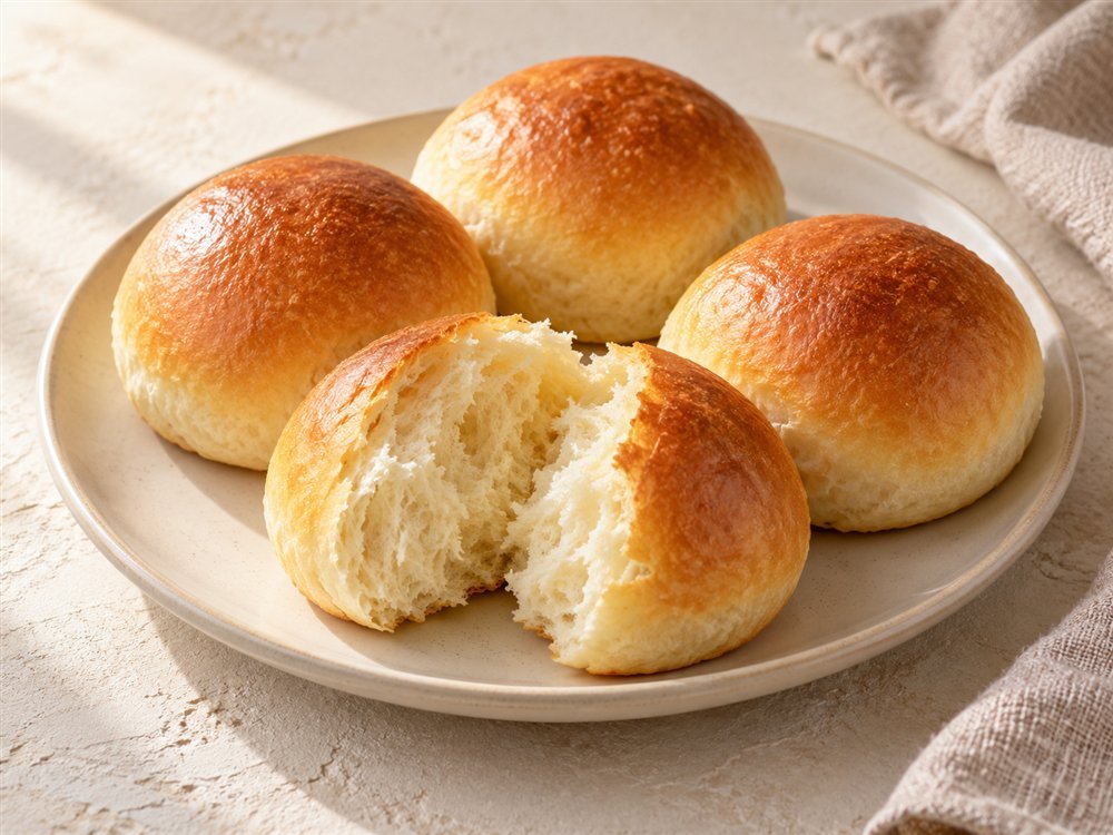 Illustrative photo of sweet buns with a fluffy white crumb