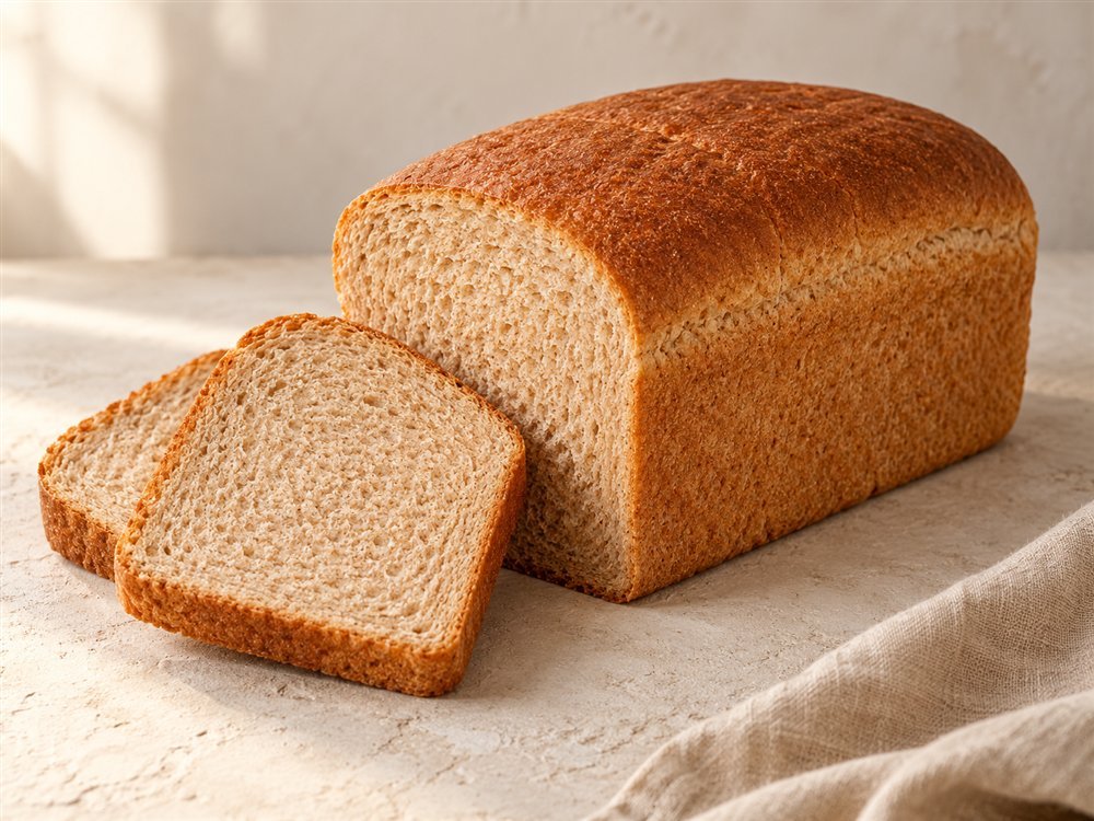 Illustrative photo of a sliced whole wheat loaf